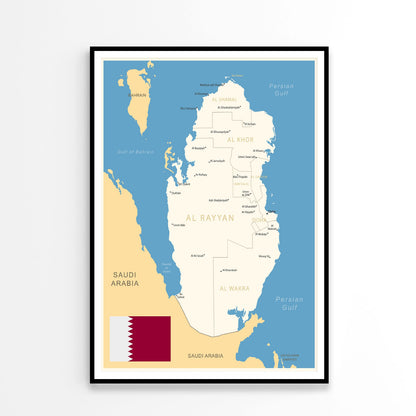 Qatar, Detailed Map & Administrative Divisions Home Decor Premium Quality Poster Print Choose Your Sizes