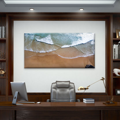 Sea Waves Breaking Sandy Beach Wall Art Canvas Office Home Room Framed 120x60cm