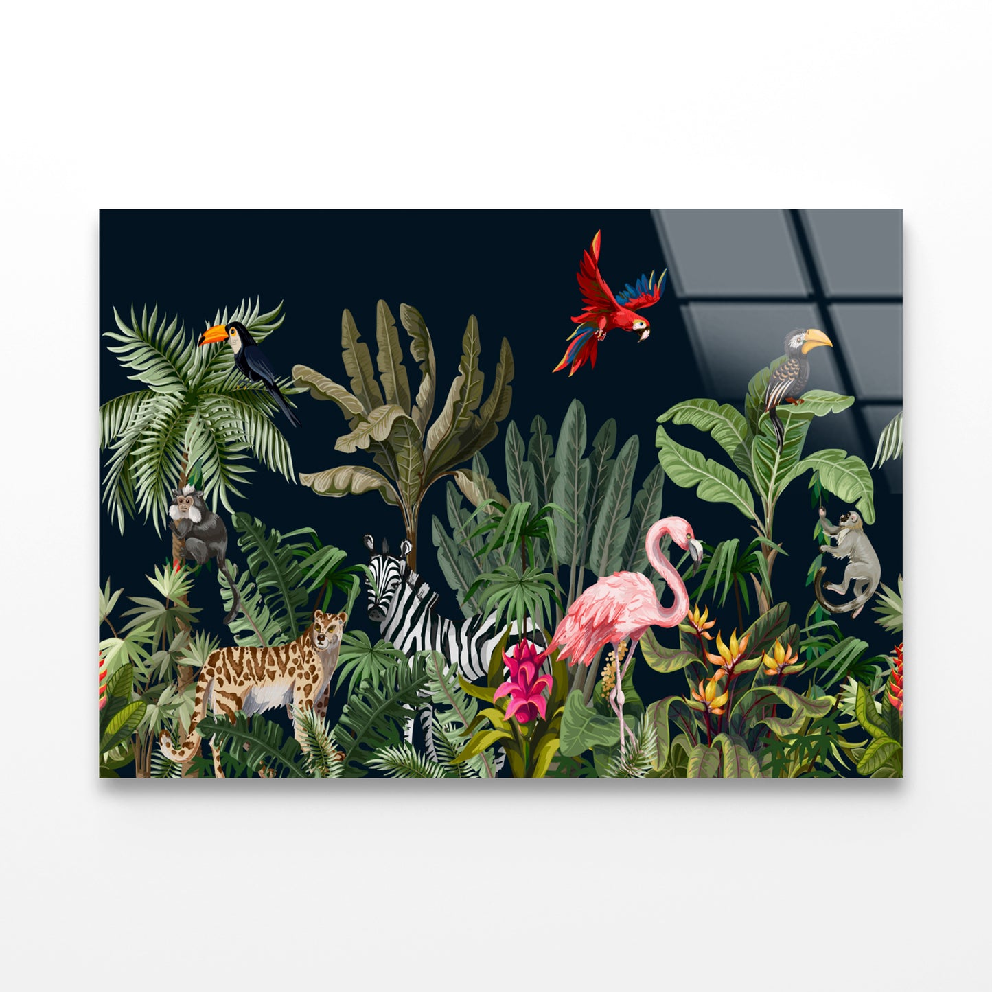 Animals in a Tropical Area Acrylic Glass Print Tempered Glass Wall Art 100% Made in Australia Ready to Hang - Bella Home Decor