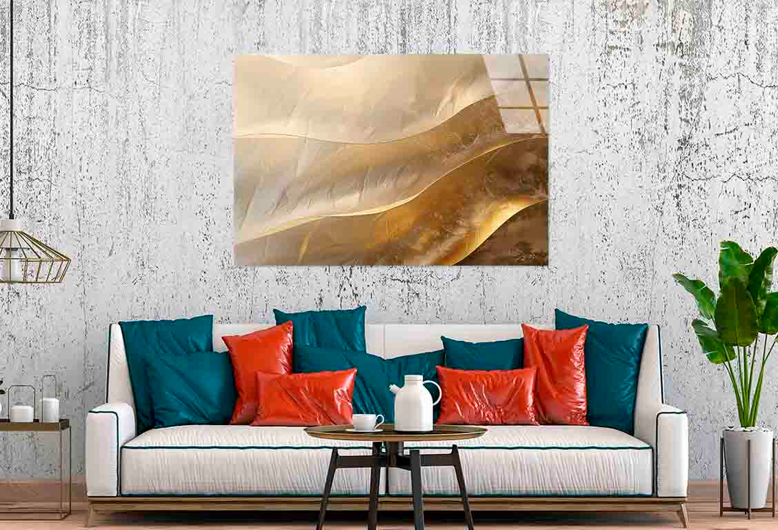 Abstract Warm Glitter Tempered Glass Printing Wall Art Australian Made Quality