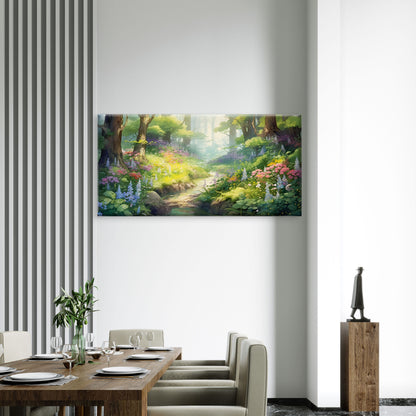 Forest Stream Spring Flower Wall Art Canvas Office Home Room Framed 120x60cm - Bella Home Decor