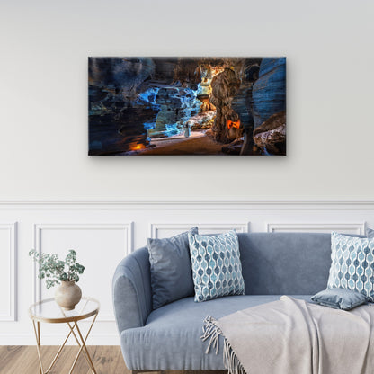 Blue Cave Thailand Beautiful Girl White Dress Walking Wall Art Canvas Office Home Room Framed 120x60cm
