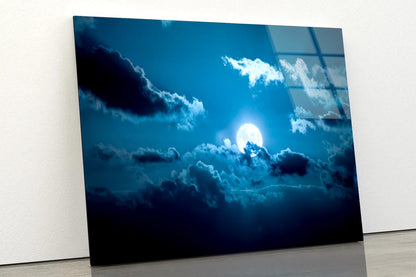 Full Moon Night Acrylic Glass Print Tempered Glass Wall Art 100% Made in Australia Ready to Hang - Bella Home Decor