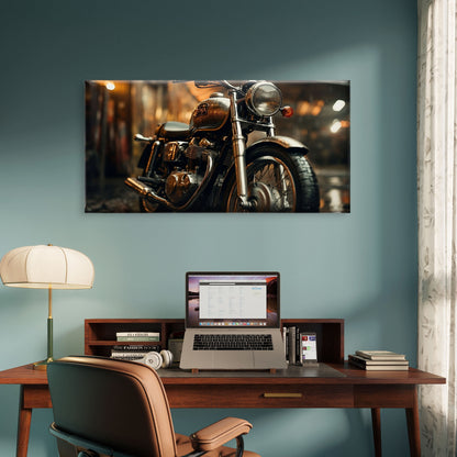 Classic Vintage Motorcycle Vehicle Wall Art Canvas Office Home Framed 120x60cm