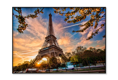 Eiffel Tower Against Sunrise in Paris, France Home Decor Premium Quality Poster Print Choose Your Sizes