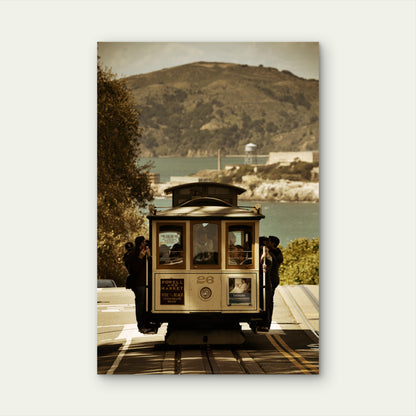 San Francisco Cable Car Street 40x60cm Metal Print Ready to Hang