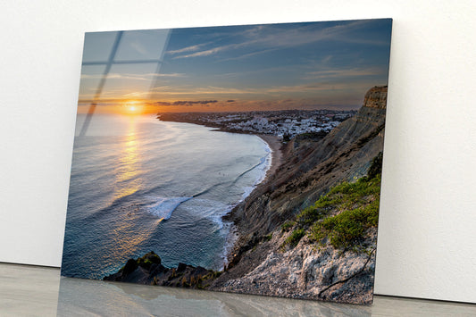 Ocean with the Rocky Beach Sunset Portugal Acrylic Glass Print Tempered Glass Wall Art 100% Made in Australia Ready to Hang