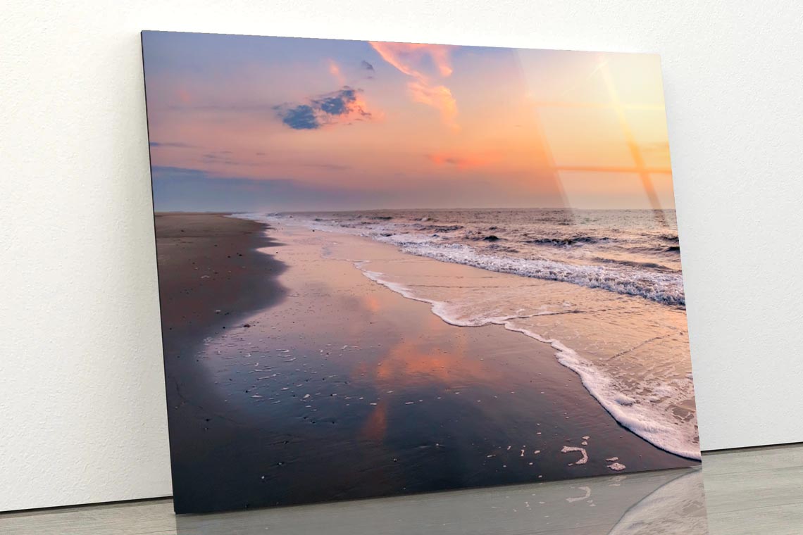 Colorful Sunset on The Beach, Acrylic Glass Print Tempered Glass Wall Art 100% Made in Australia Ready to Hang