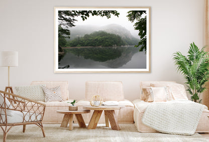 View of Morning on the Lake with Mountains Home Decor Premium Quality Poster Print Choose Your Sizes