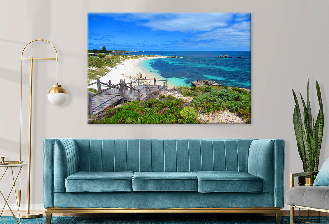 Turquoise Waters Framing Beautiful Pinky Beach, Perth, Australia Wall Art Decor 100% Australian Made