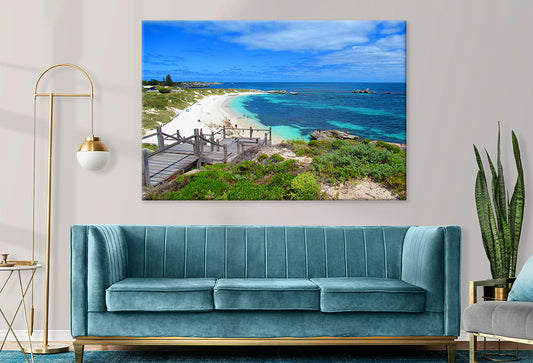 Turquoise Waters Framing Beautiful Pinky Beach, Perth, Australia Wall Art Decor 100% Australian Made