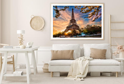 Eiffel Tower Against Sunrise in Paris, France Home Decor Premium Quality Poster Print Choose Your Sizes