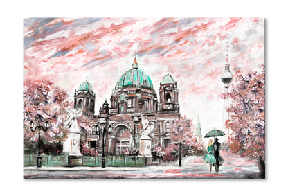 Street View Of Berlin Oil Painting Wall Art Limited Edition High Quality Print Stretched Canvas None