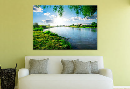 Sunny Day on Calm River in Summer  Wall Art Decor 100% Australian Made - Bella Home Decor