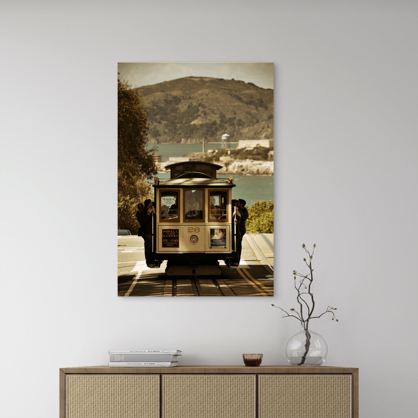 San Francisco Cable Car Street 40x60cm Metal Print Ready to Hang