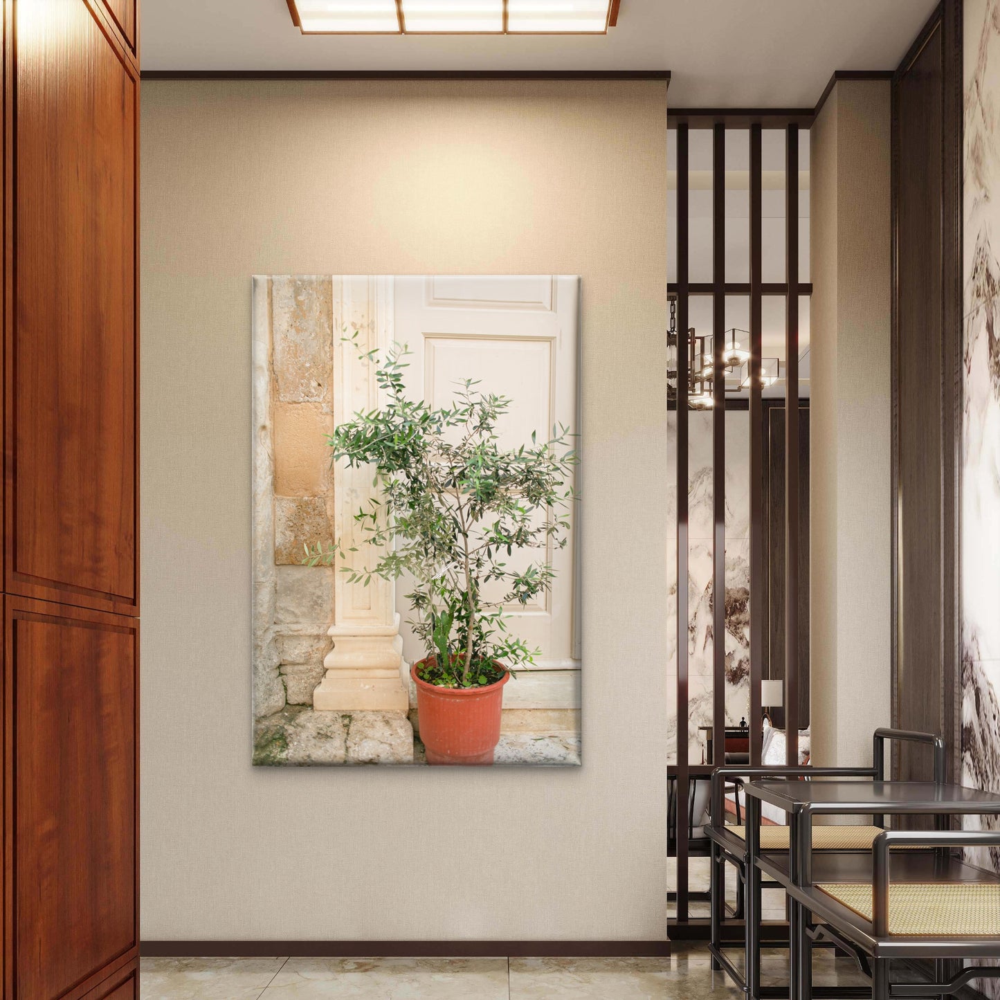 Potted Tree and Classic Architectural Pillars in Italy Wall Art Decor 100% Australian Made - Bella Home Decor