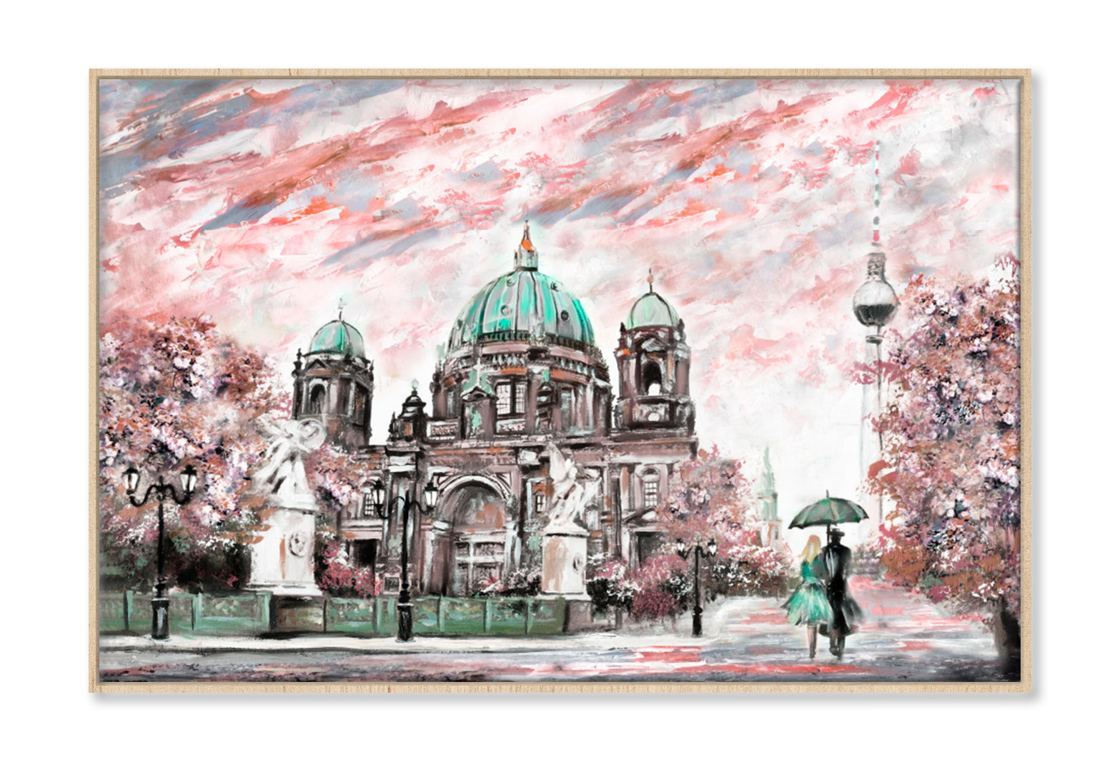 Street View Of Berlin Oil Painting Wall Art Limited Edition High Quality Print Canvas Box Framed Natural