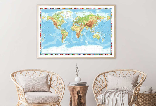 World Map with Flags of Countries Home Decor Premium Quality Poster Print Choose Your Sizes