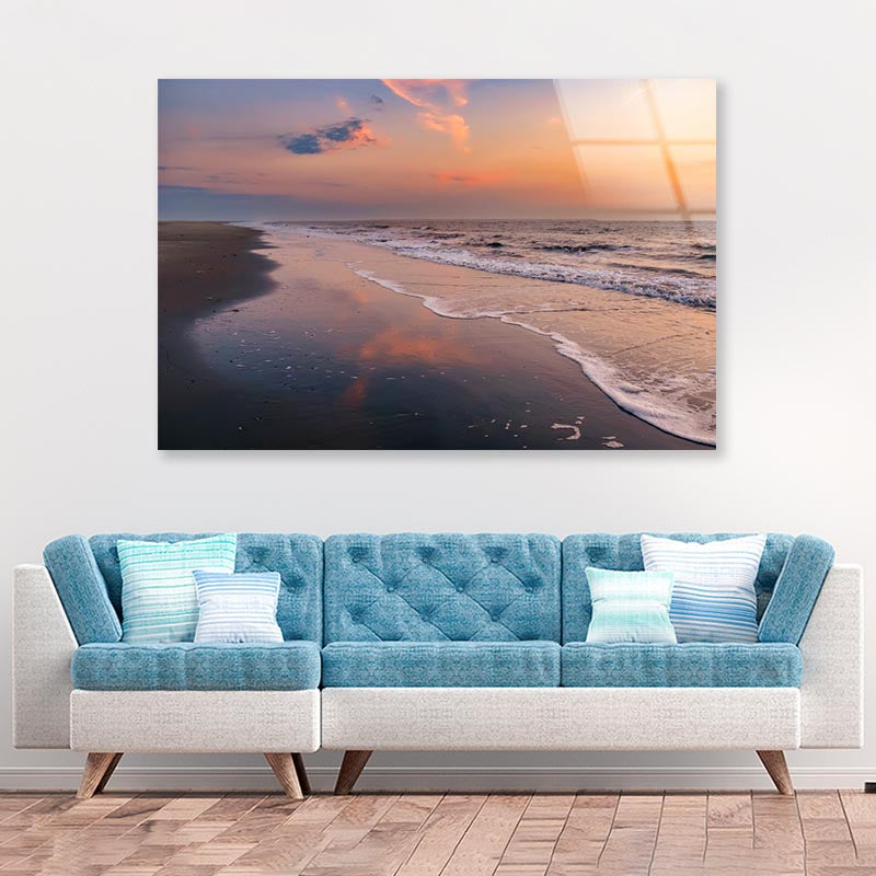 Colorful Sunset on The Beach, Acrylic Glass Print Tempered Glass Wall Art 100% Made in Australia Ready to Hang