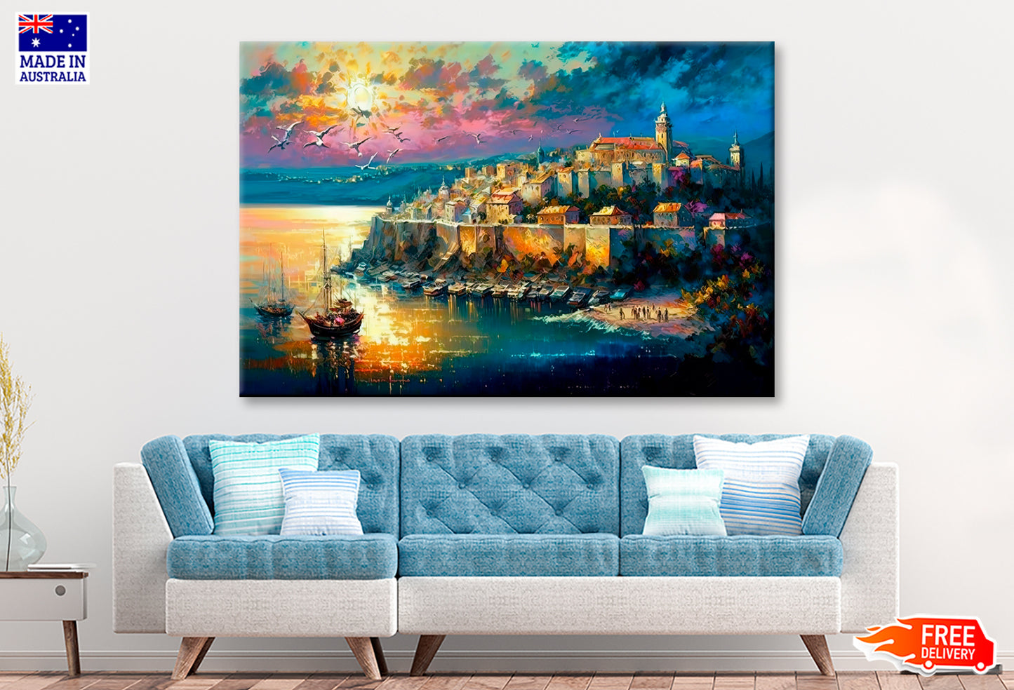 Big Old City Illustration Oil Painting Wall Art Limited Edition High Quality Print