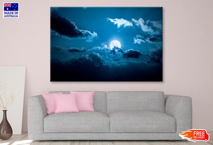 Image Of a Full Moon Night  Wall Art Decor 100% Australian Made - Bella Home Decor
