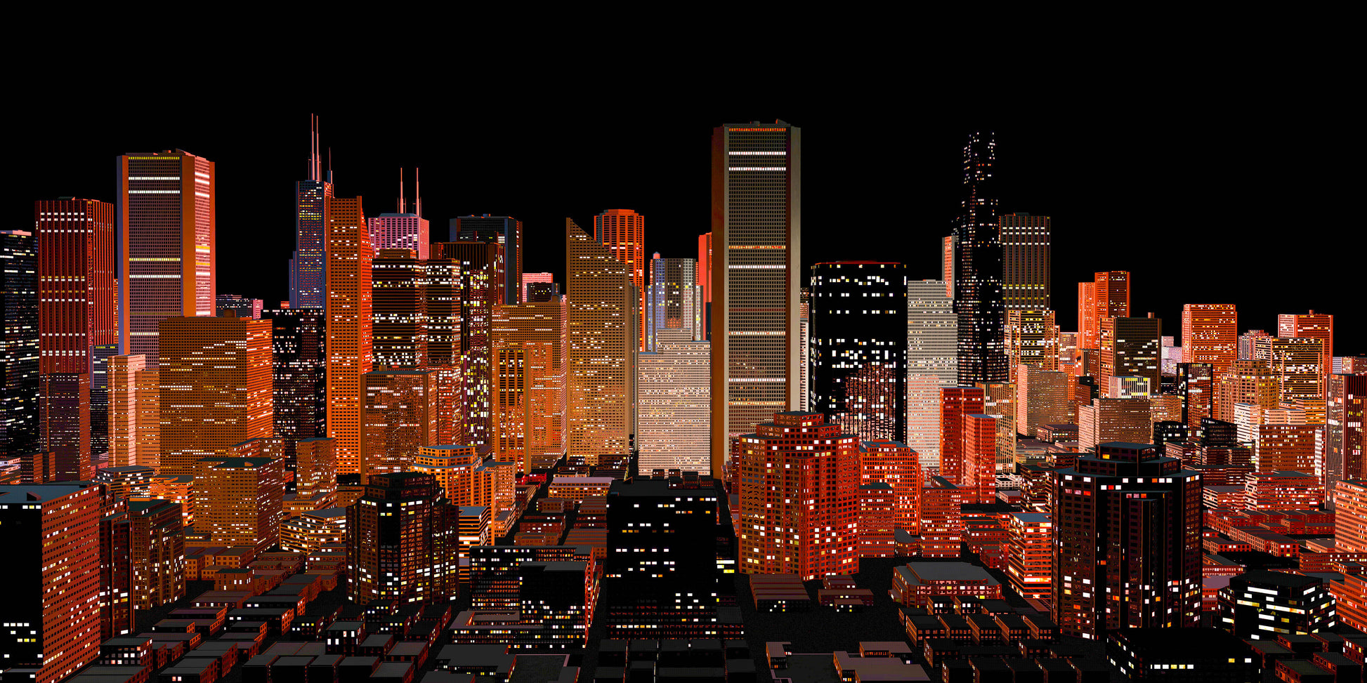 Modern City Skyline Night View Wall Art Canvas Office Home Room Framed 120x60cm - Bella Home Decor