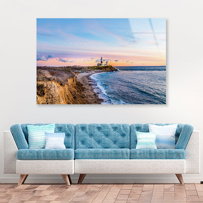 Lighthouse in Coast of Montauk Acrylic Glass Print Tempered Glass Wall Art 100% Made in Australia Ready to Hang - Bella Home Decor
