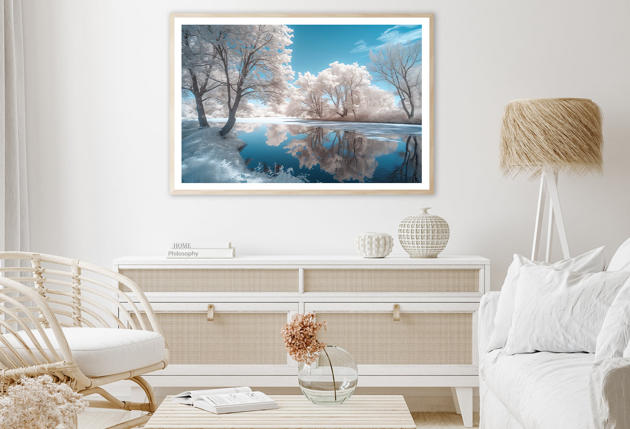 Infrared View of Pond and Trees Home Decor Premium Quality Poster Print Choose Your Sizes - Bella Home Decor