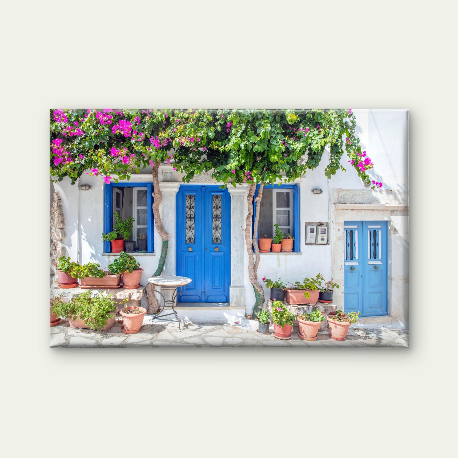 Blue Door Bougainvillea Greece Wall Art Decor 100% Australian Made - Bella Home Decor