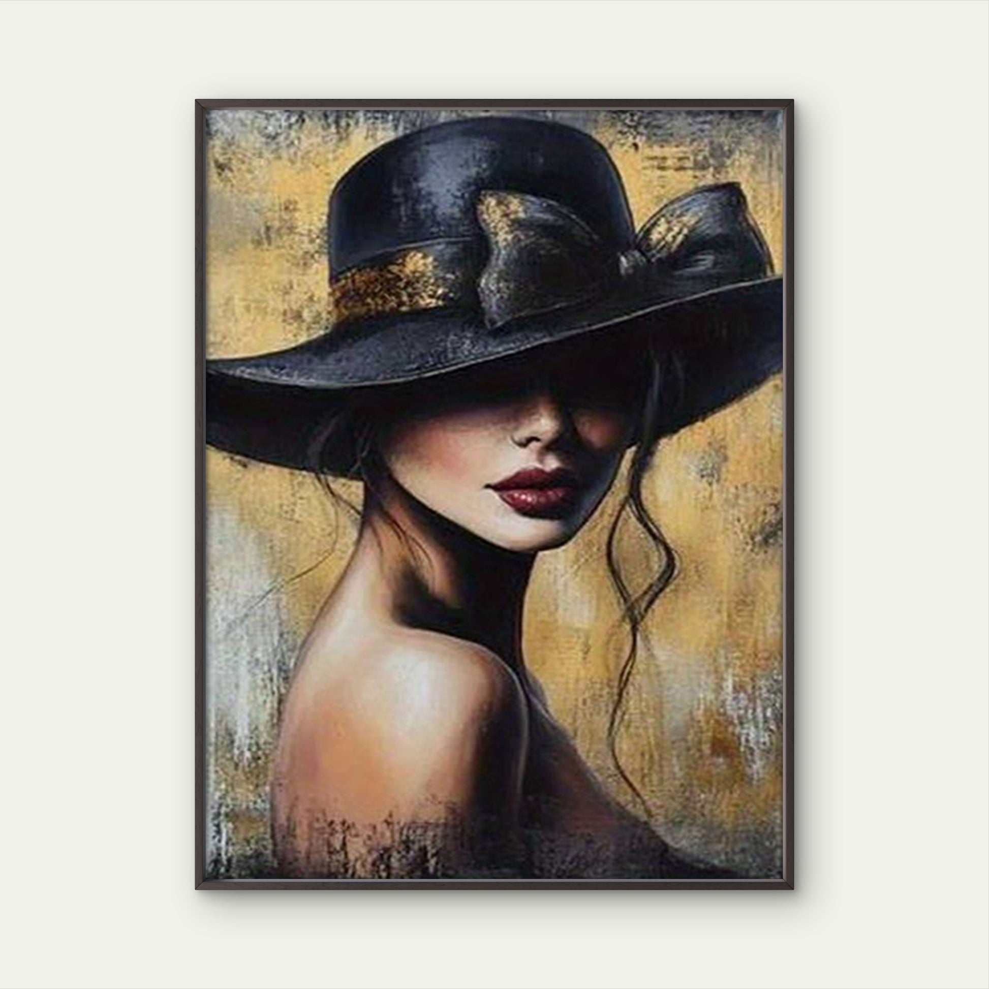 Elegant Lady with Black Hat & Red Lips Fashion Home Decor Premium Quality Poster Print Choose Your Sizes - Bella Home Decor