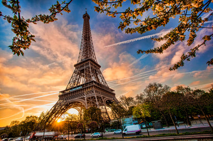 Eiffel Tower Against Sunrise in Paris, France Acrylic Glass Print Tempered Glass Wall Art 100% Made in Australia Ready to Hang - Bella Home Decor