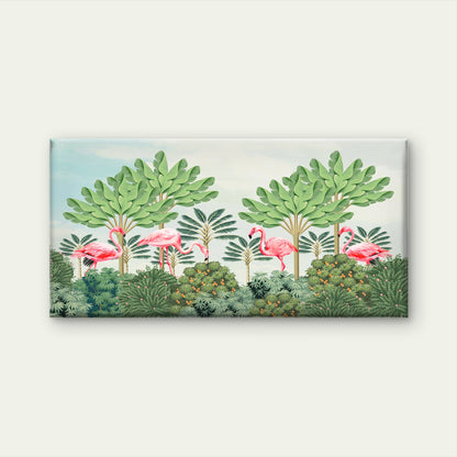 Pink Flamingo Tropical Jungle Wall Art Canvas Office Home Room Framed 120x60cm