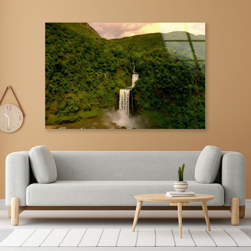 Waterfall in the Forest View Acrylic Glass Print Tempered Glass Wall Art 100% Made in Australia Ready to Hang - Bella Home Decor