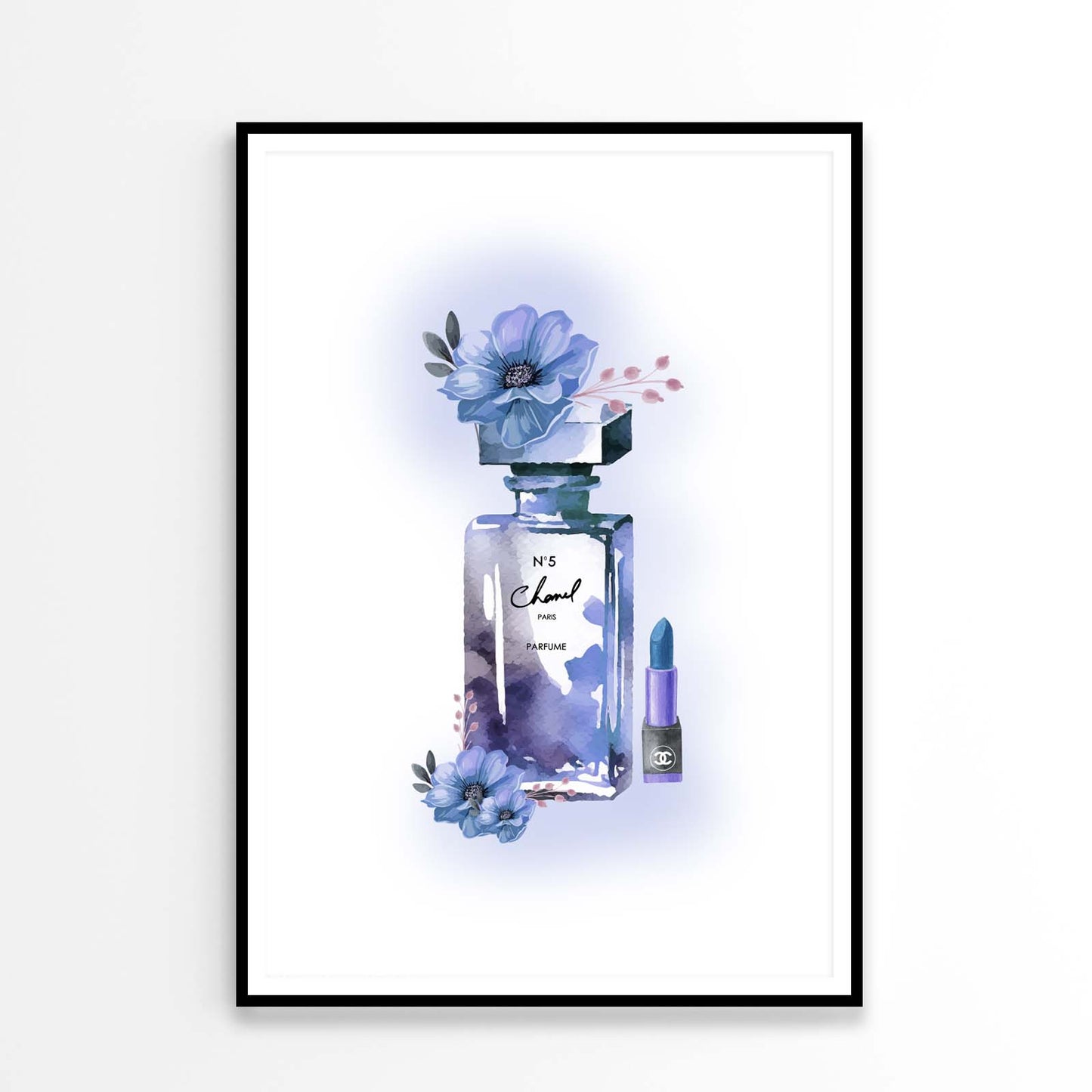 Elegant Fashion Bottle with Purple Flowers Design Home Decor Premium Quality Poster Print Choose Your Sizes