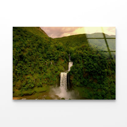 Waterfall in the Forest View Acrylic Glass Print Tempered Glass Wall Art 100% Made in Australia Ready to Hang - Bella Home Decor