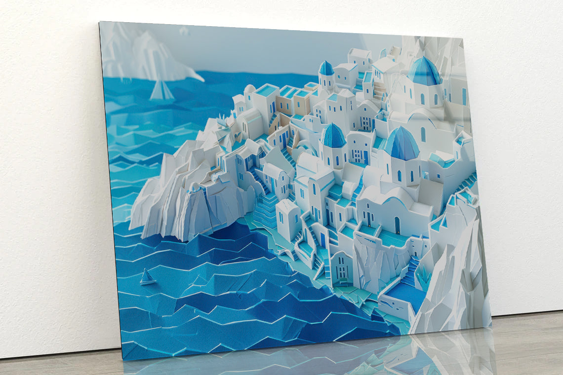 Water, Ice and Snow Origami Paper Acrylic Glass Print Tempered Glass Wall Art 100% Made in Australia Ready to Hang - Bella Home Decor