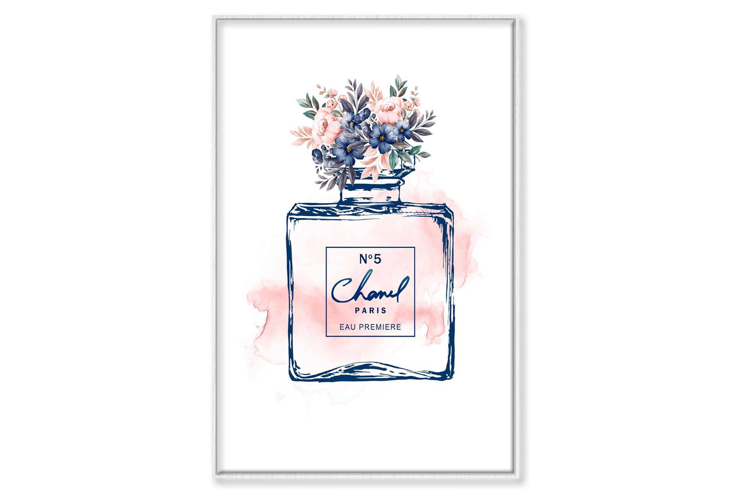 Blue Pink Perfume Wall Art Limited Edition High Quality Print Canvas Box Framed White