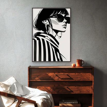 Black and White Fashion Woman Illustration Fashion Home Decor Premium Quality Poster Print Choose Your Sizes - Bella Home Decor