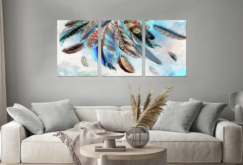 3pcs Modern Feathers Design Wall Art Set Canvas Unframed - High Quality Print 100% Australian Made Wall Canvas