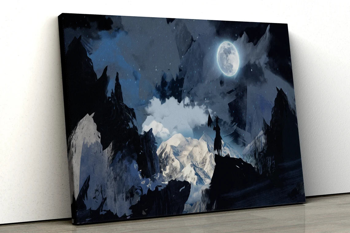 Abstract Japanese mountains moon UV Direct Aluminum Print Australian Made Quality