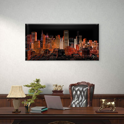 Modern City Skyline Night View Wall Art Canvas Office Home Room Framed 120x60cm - Bella Home Decor