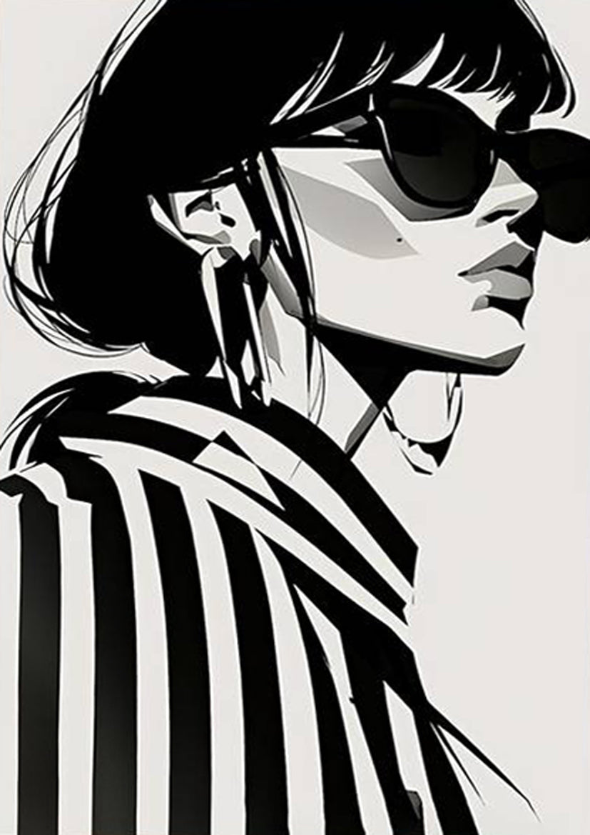 Black and White Fashion Woman Illustration Fashion Home Decor Premium Quality Poster Print Choose Your Sizes - Bella Home Decor