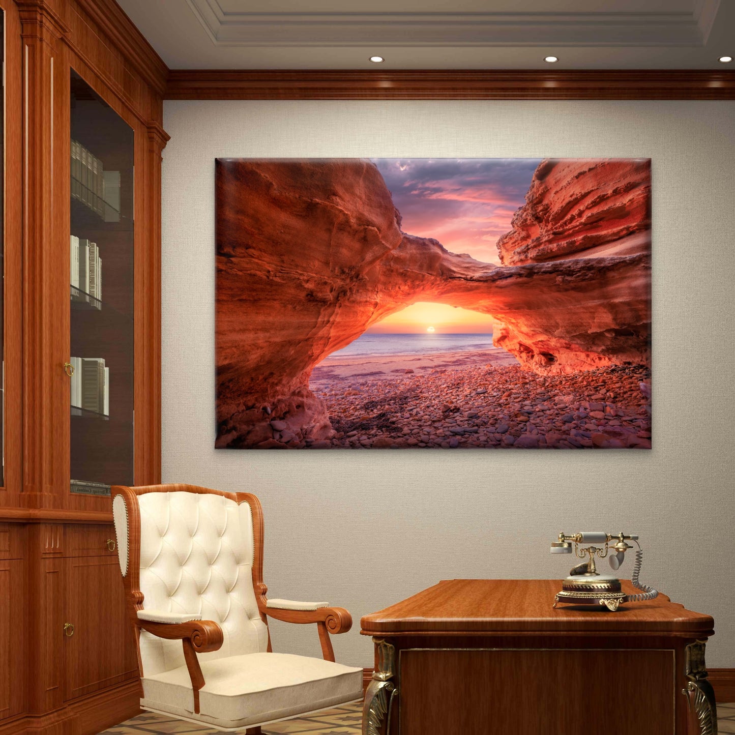 Stunning Sunset Glowing Through Sellicks Beach Arch Australia Wall Art Decor 100% Australian Made
