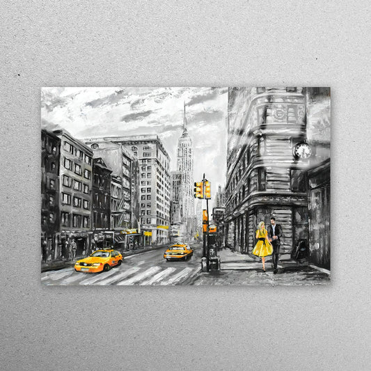 New York Yellow Couple Acrylic Glass Print Tempered Glass Wall Art 100% Made in Australia Ready to Hang