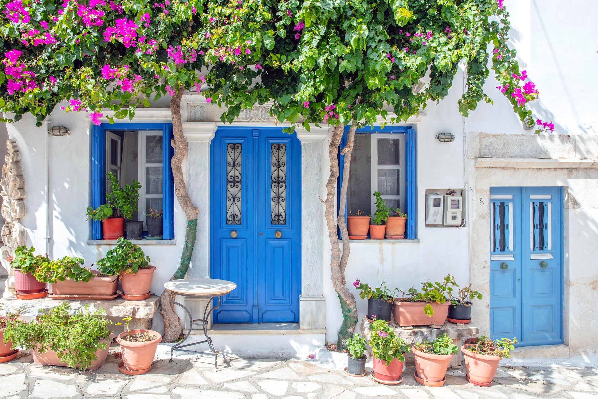Blue Door Bougainvillea Greece Wall Art Decor 100% Australian Made - Bella Home Decor