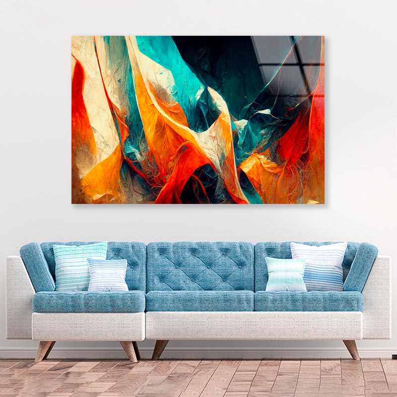 Colorful Abstract Design  Acrylic Glass Print Tempered Glass Wall Art 100% Made in Australia Ready to Hang - Bella Home Decor