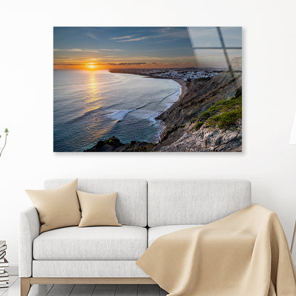 Ocean with the Rocky Beach Sunset Portugal Acrylic Glass Print Tempered Glass Wall Art 100% Made in Australia Ready to Hang