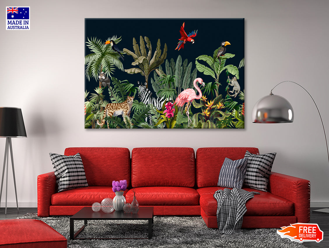 Animals in a Tropical Area Print 100% Australian Made - Bella Home Decor