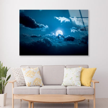 Full Moon Night Acrylic Glass Print Tempered Glass Wall Art 100% Made in Australia Ready to Hang - Bella Home Decor