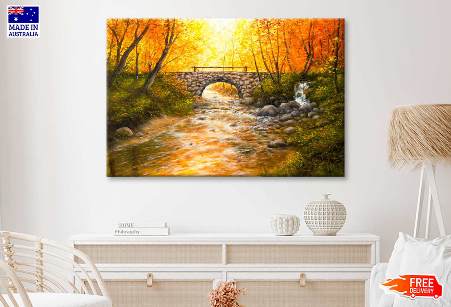 Bridge and River Oil Painting Wall Art Limited Edition High Quality Print